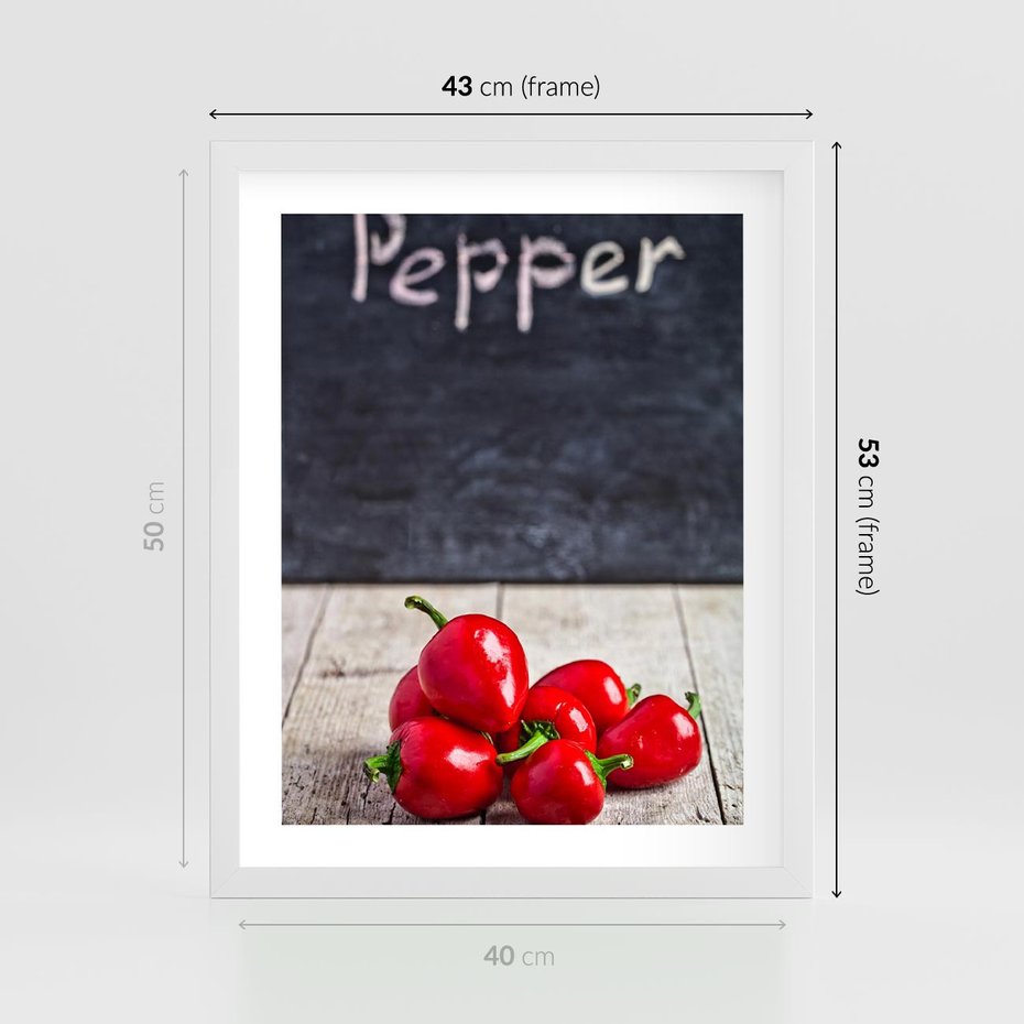 Plakat w ramie 40x50 - Eksploracja smaków - papryka, kuchnia - rama biała