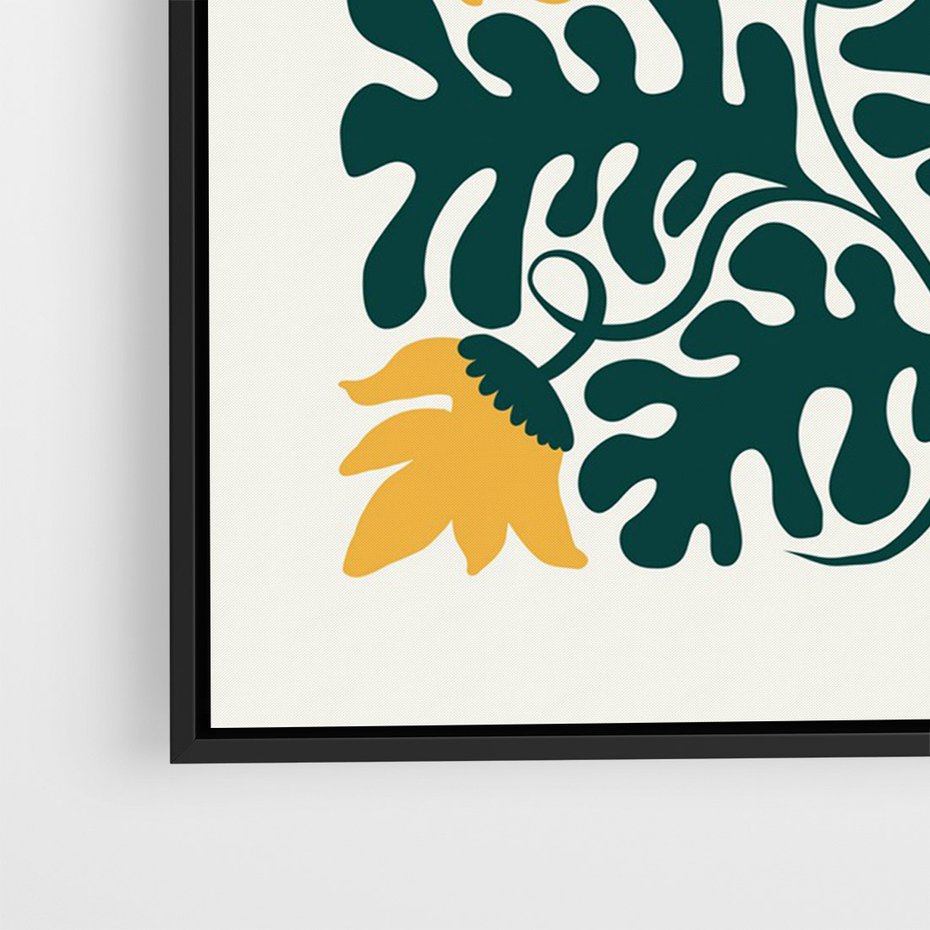 Obraz w ramie 70x100 - Impulsy Kreatywności - abstrakcyjne żółte kwiaty, kompozycja - rama czarna