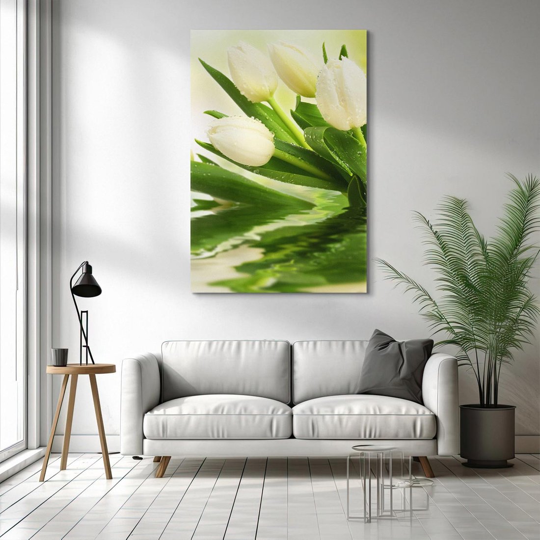 Obraz na płótnie 80x120 - Białe Piękno - białe, tulipany