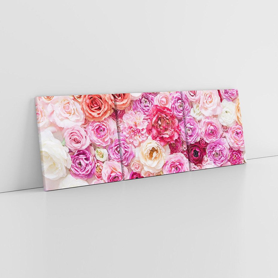 Obraz na płótnie 150x50 - Róże w pełnym rozkwicie - róże, kwiaty