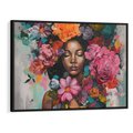 Obraz w ramie 70x50 - Z Głową w Kwiatach - obraz olejny, sztuka nowoczesna - rama czarna