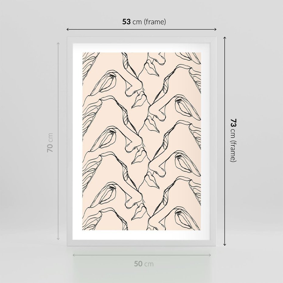 Plakat w ramie 50x70 - Grafika z Twarzami Greckiej Rzeźby - grafika, plakat - rama biała