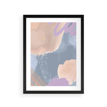 Plakat w ramie 40x50 - Rozmyte Akwarelowe Marzenia - abstrakcyjne akwarelowe plamy, pastele - rama czarna