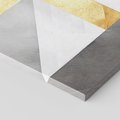 Obraz na płótnie 150x50 - Marmur w Geometrycznych Kształtach - geometryczne linie, złoto i szarość