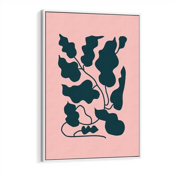 Obraz w ramie 80x120 - Kształty Nieznanego Świata - abstrakcyjne liście, boho styl - rama biała