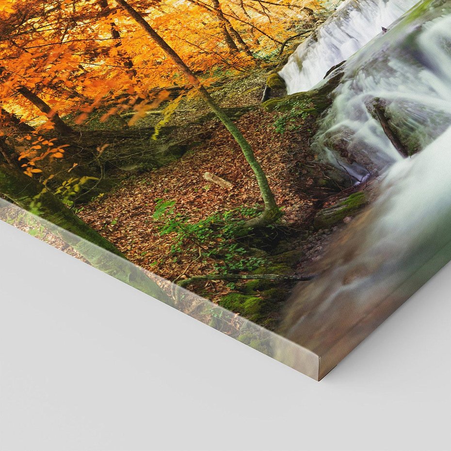 Obraz na płótnie 120x60 - Jesienny wodospad w lesie - jesień, wodospad