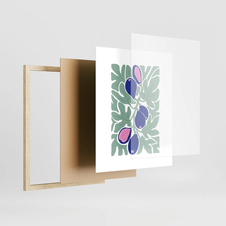 Plakat w ramie 40x50 - Figi Fioletu - figi, sztuka nowoczesna - rama drewno