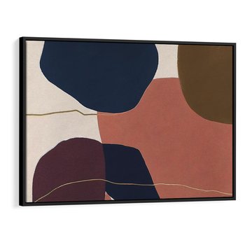 Obraz w ramie 100x70 - Abstrakt Marsala - nieregularne plamy, kształty - rama czarna