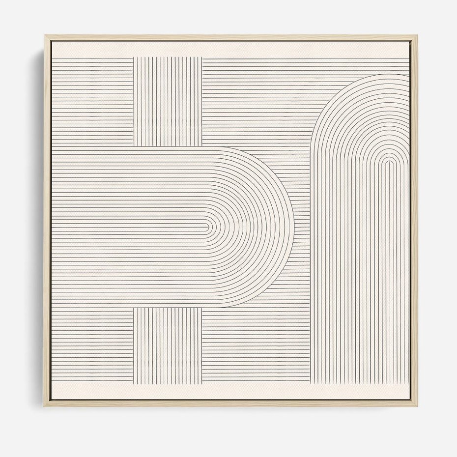 Obraz w ramie 50x50 - Geometryczna Elegancja Mid Century - mid century, minimalizm - rama drewno