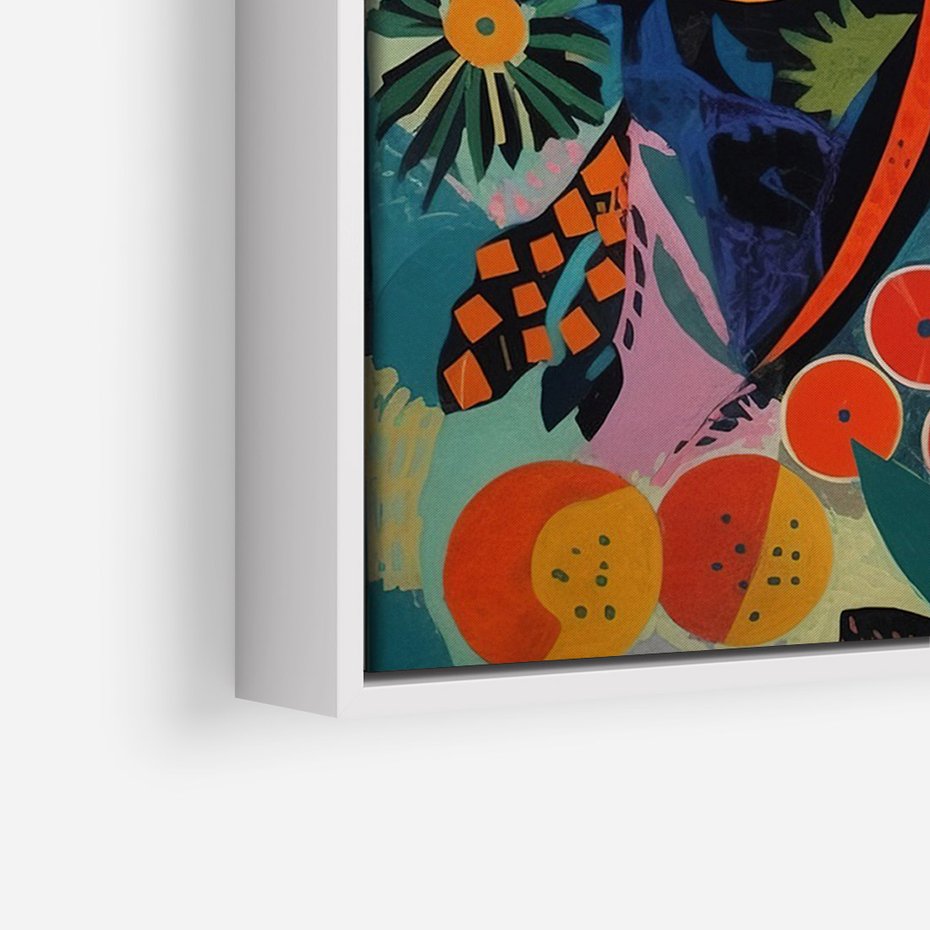 Obraz w ramie 80x120 - Echa Nietuzinkowych Wzorców - abstrakcyjny obraz olejny, jak picasso - rama biała