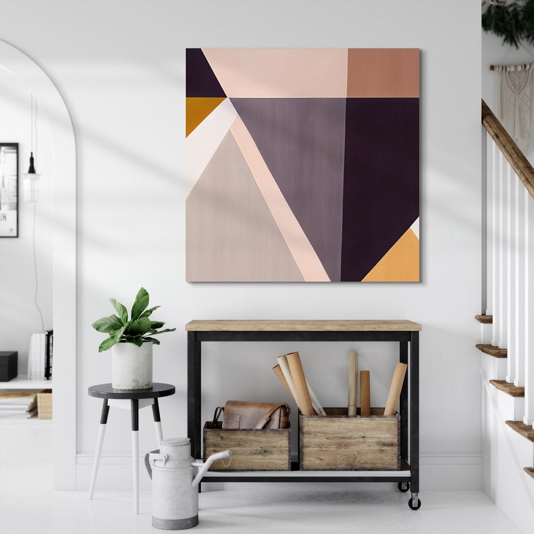Obraz na płótnie 50x50 - Trójkąty Wnętrz - abstrakcja, geometryczne kształty