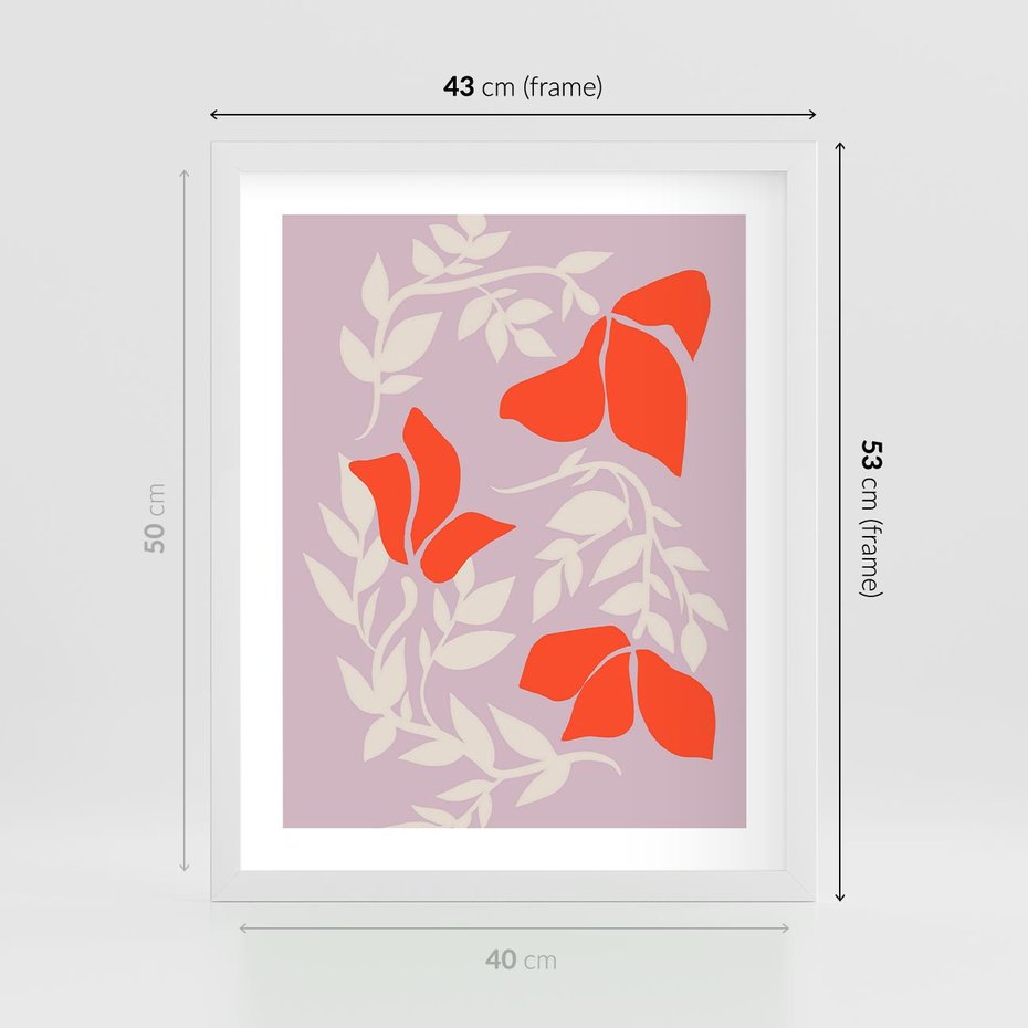 Plakat w ramie 40x50 - Kwiatowa Kreatywność - nowoczesny plakat, roślinne motywy - rama biała