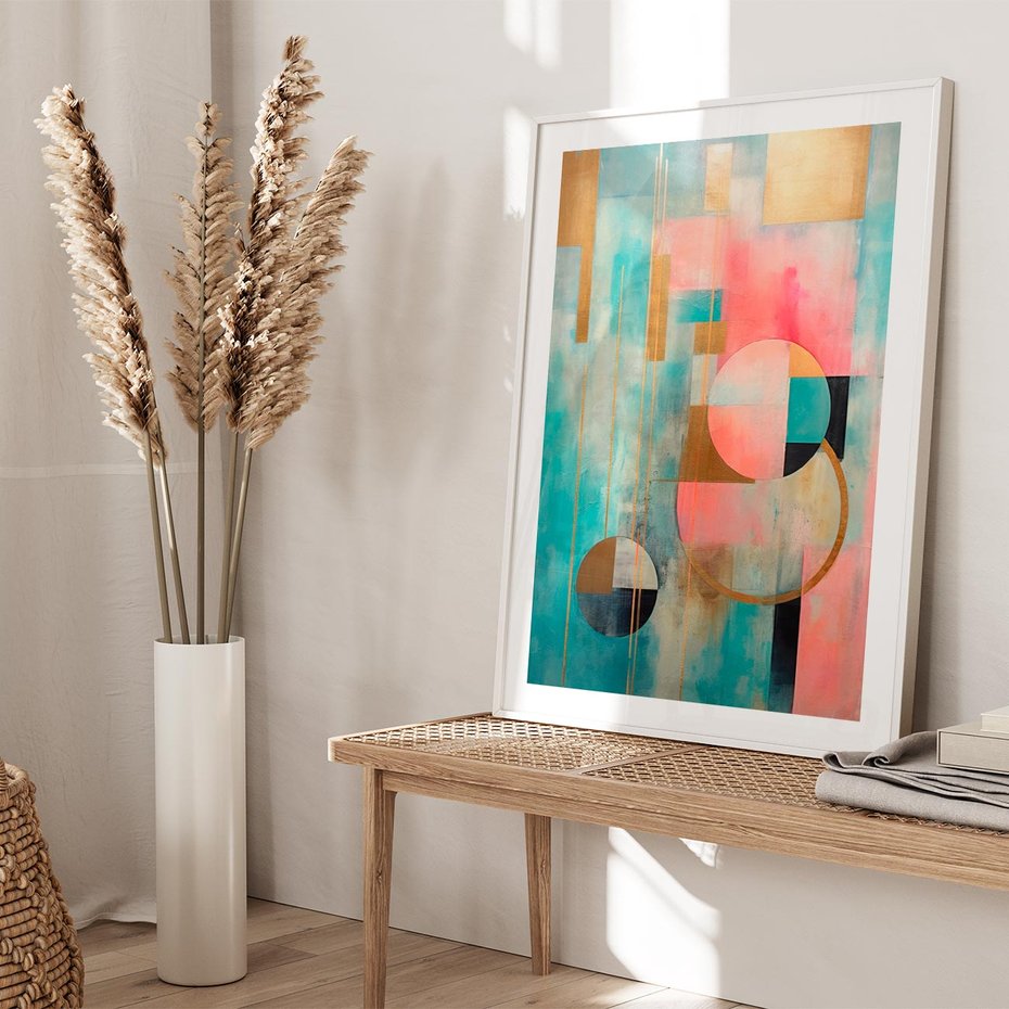 Plakat w ramie 40x50 - Abstrakcyjny Bałagan - abstrakcja, obraz olejny - rama biała