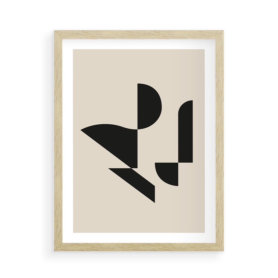 Plakat w ramie 50x70 - Rozkwitająca Abstrakcja - abstrakcyjne geometryczne kształty, minimalizm - rama drewno