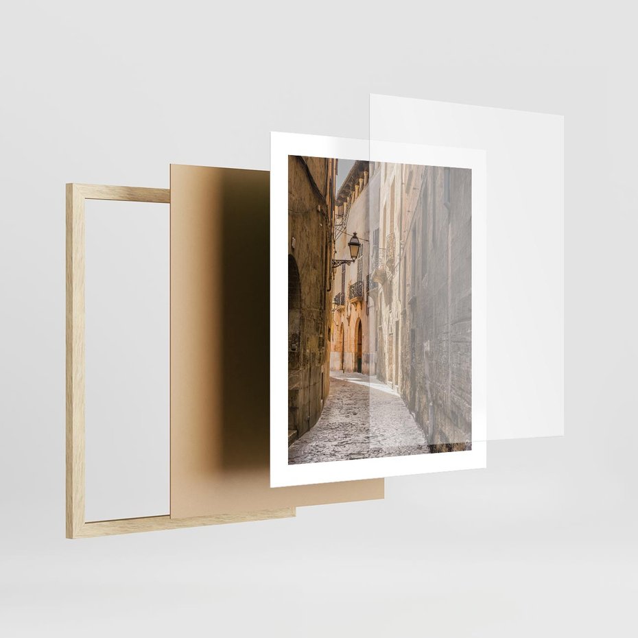 Plakat w ramie 40x50 - Perspektywa Uliczki - uliczka, perspektywa - rama drewno
