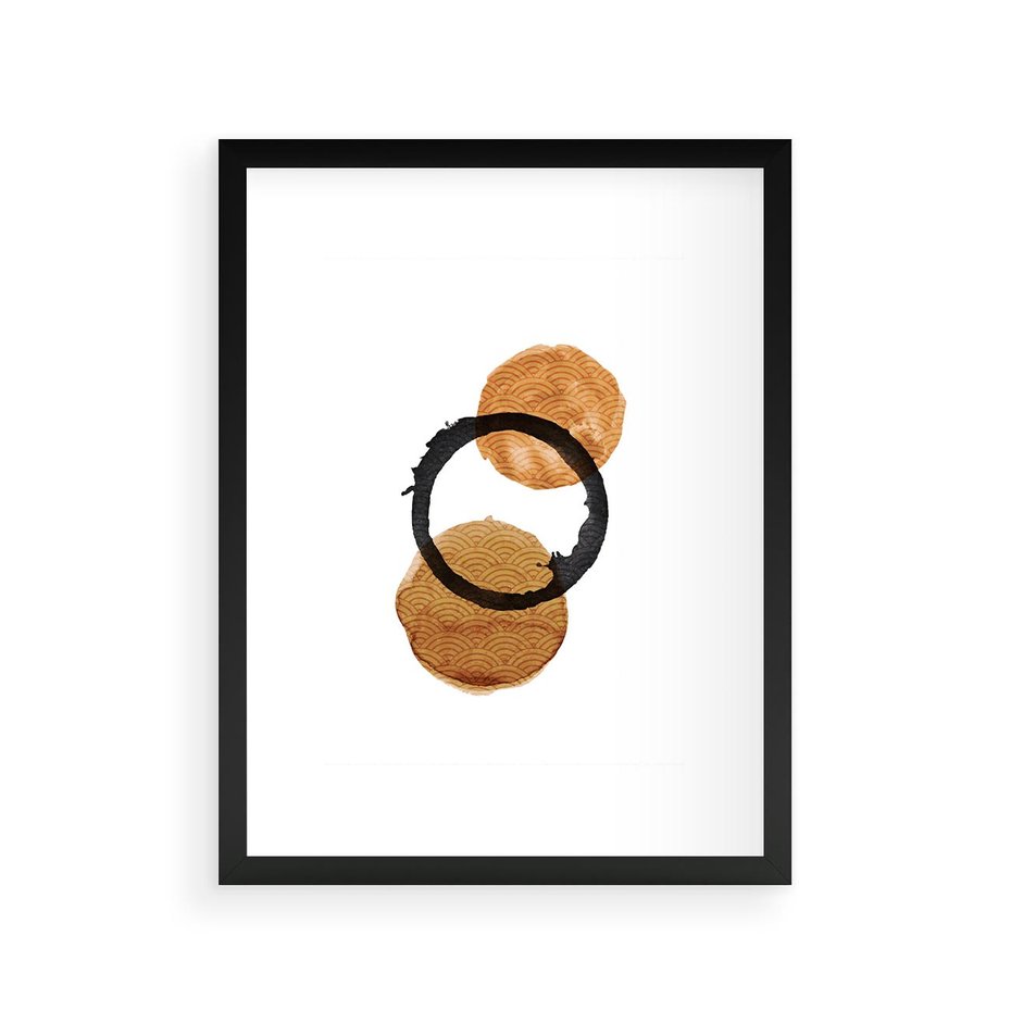 Plakat w ramie 30x40 - Japandi Geometria: Minimalistyczna Grafika - japońska sztuka, geometria - rama czarna