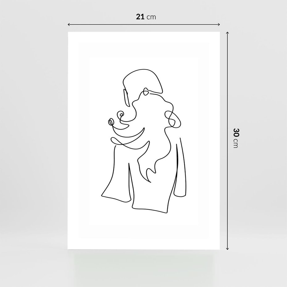 Plakat bez ramy 21x30 - Zaklęte Linie - szkic kobiety, jedną linia