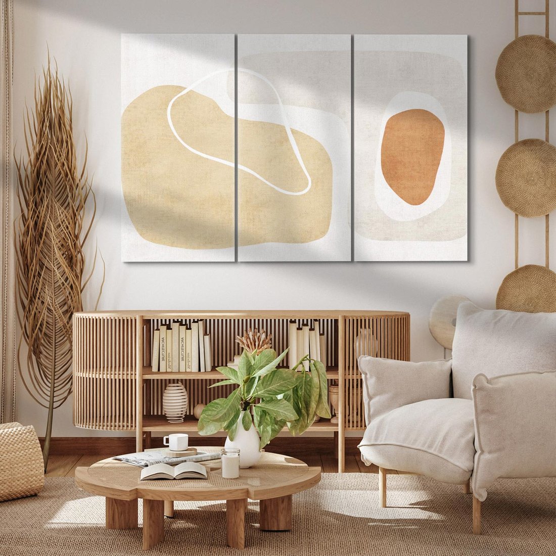 Obraz na płótnie 120x80 - Beżowa Harmonia - abstrakcyjne, nieregularne plamy