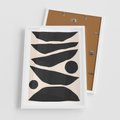 Plakat w ramie 50x70 - Modernistyczna Abstrakcja w Czerni i Bieli - abstrakcja, czarno biała grafika - rama biała