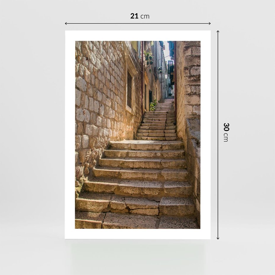 Plakat bez ramy 21x30 - Uliczka: perspektywa miejskiego krajobrazu - uliczka, perspektywa