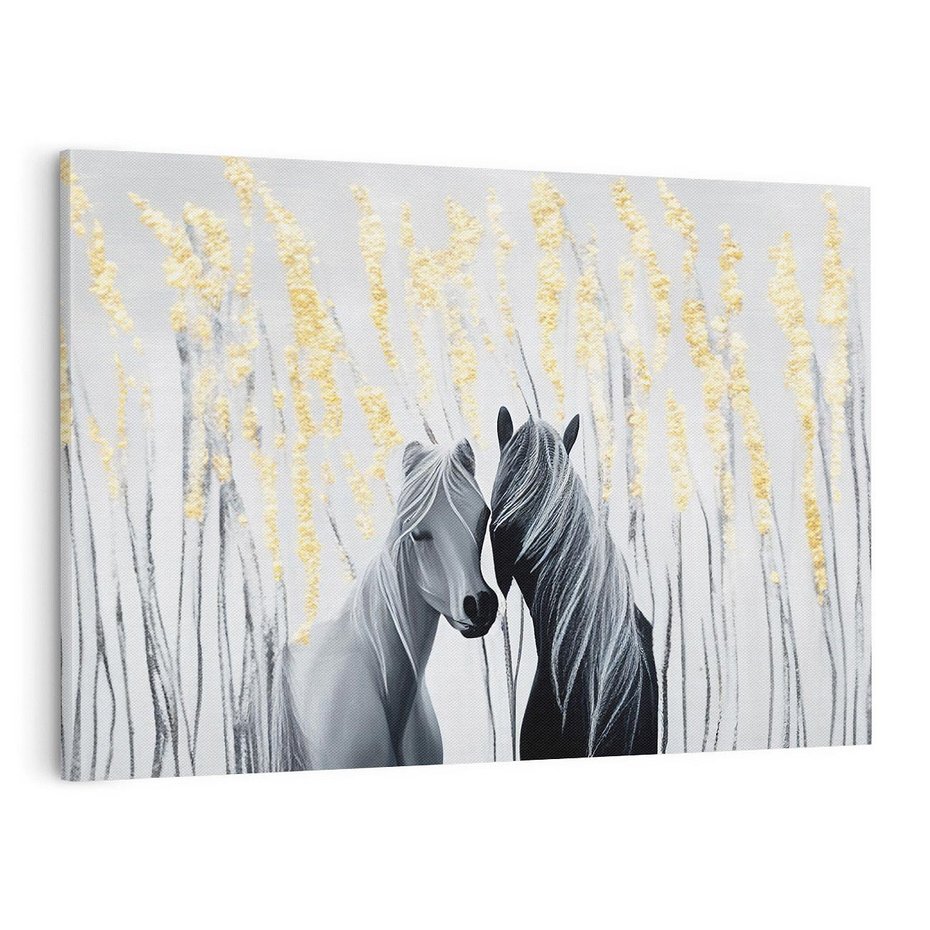 Obraz na płótnie 120x80 - Boho Marzenie - nowoczesna grafika, białe konie