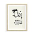 Plakat w ramie 50x70 - Minimalistyczny Urok - szkic, kobieta w bieliźnie - rama drewno
