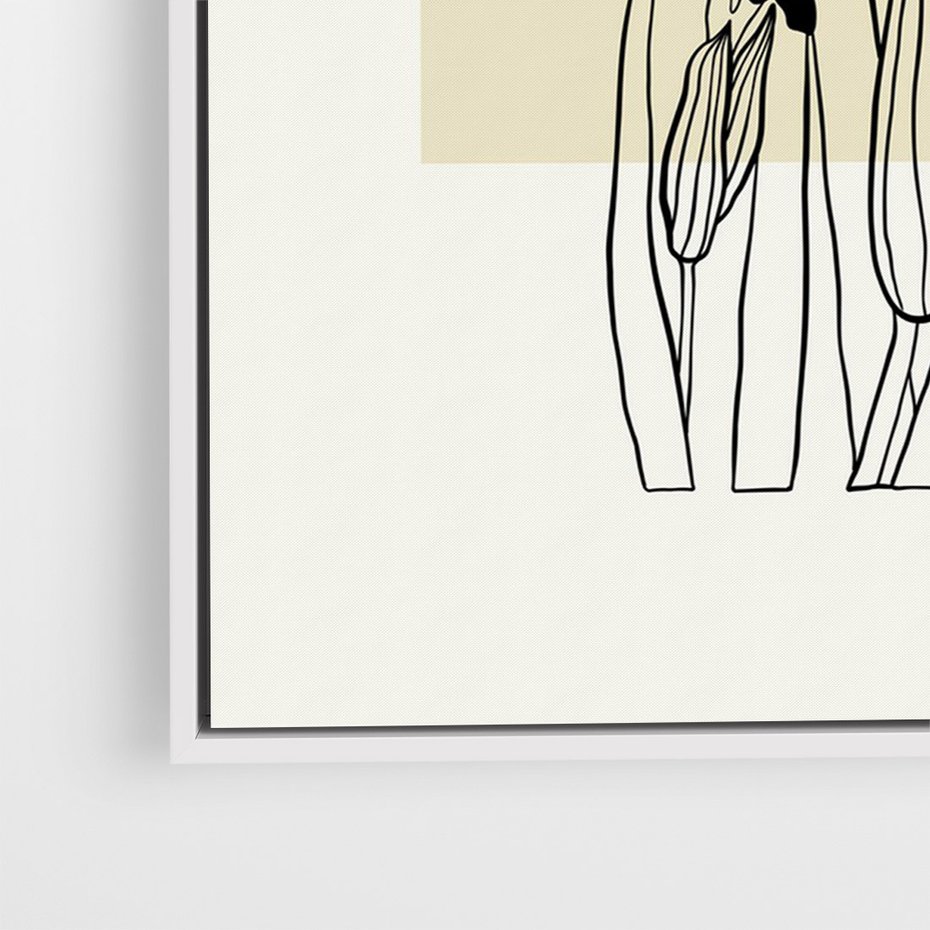 Obraz w ramie 50x70 - Rozkwitające w konturach - irys, kwiaty - rama biała