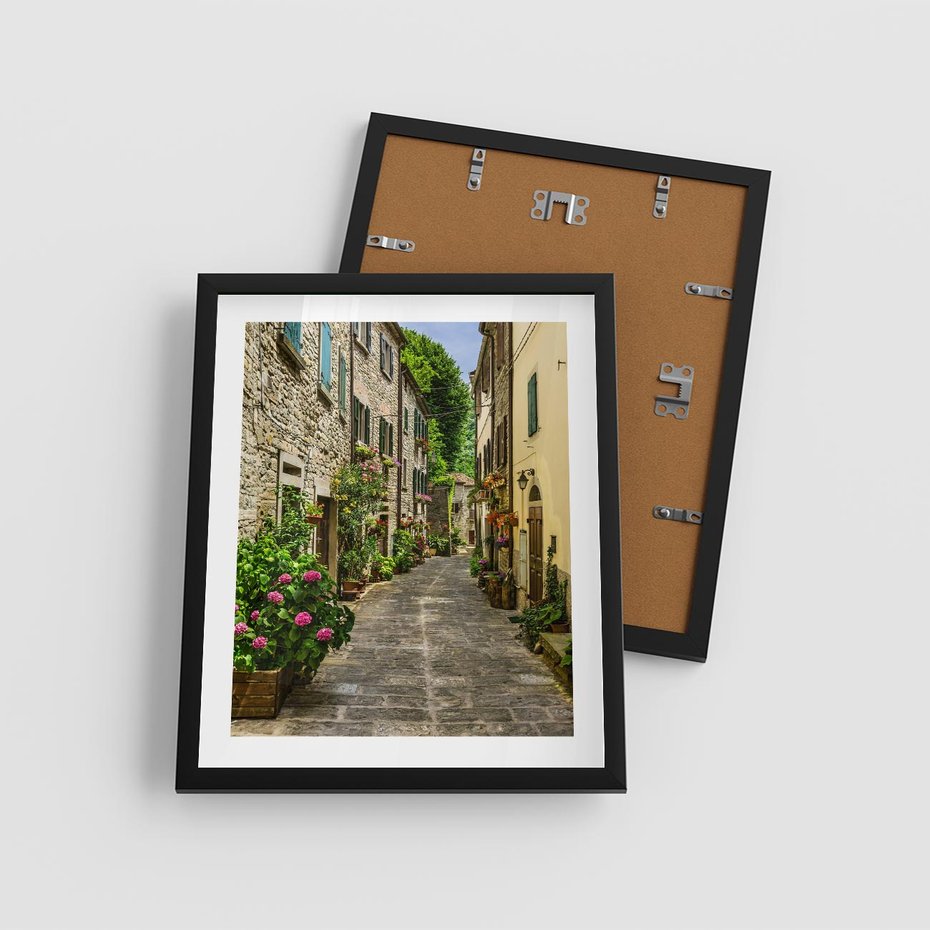 Plakat w ramie 40x50 - Spacer po Złotej Alei - uliczka, perspektywa - rama czarna