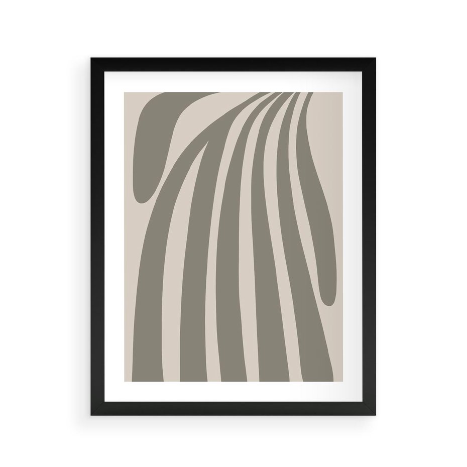 Plakat w ramie 40x50 - Beżowa Delikatność - nowoczesna sztuka, plakat modern - rama czarna