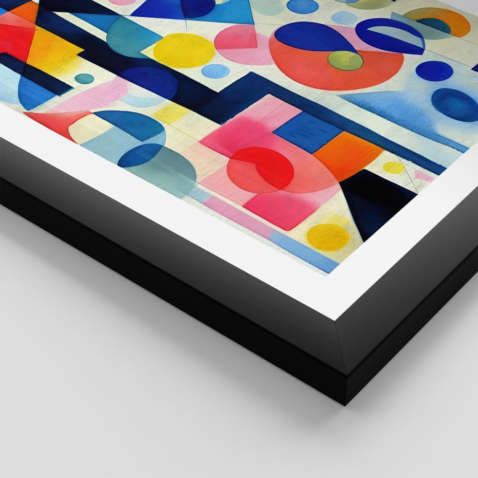 Plakat w ramie 30x40 - Księga Akwarelowych Przeniknięć - abstrakcyjny obraz, różne kolorowe kształty - rama czarna