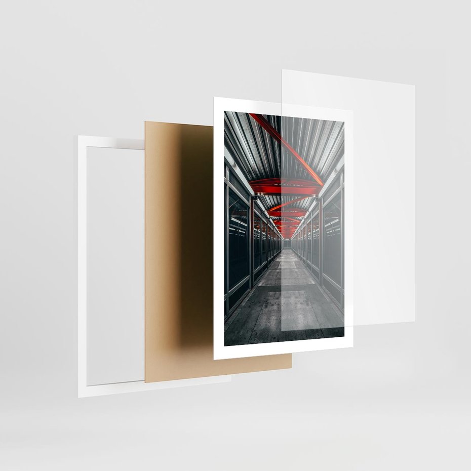 Plakat w ramie 50x70 - Nieskończoność Przestrzeni - korytarz, perspektywa - rama biała