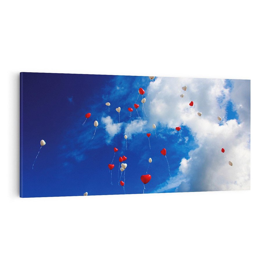 Obraz na płótnie 120x60 - Balony - Serca na niebie - balony, serca