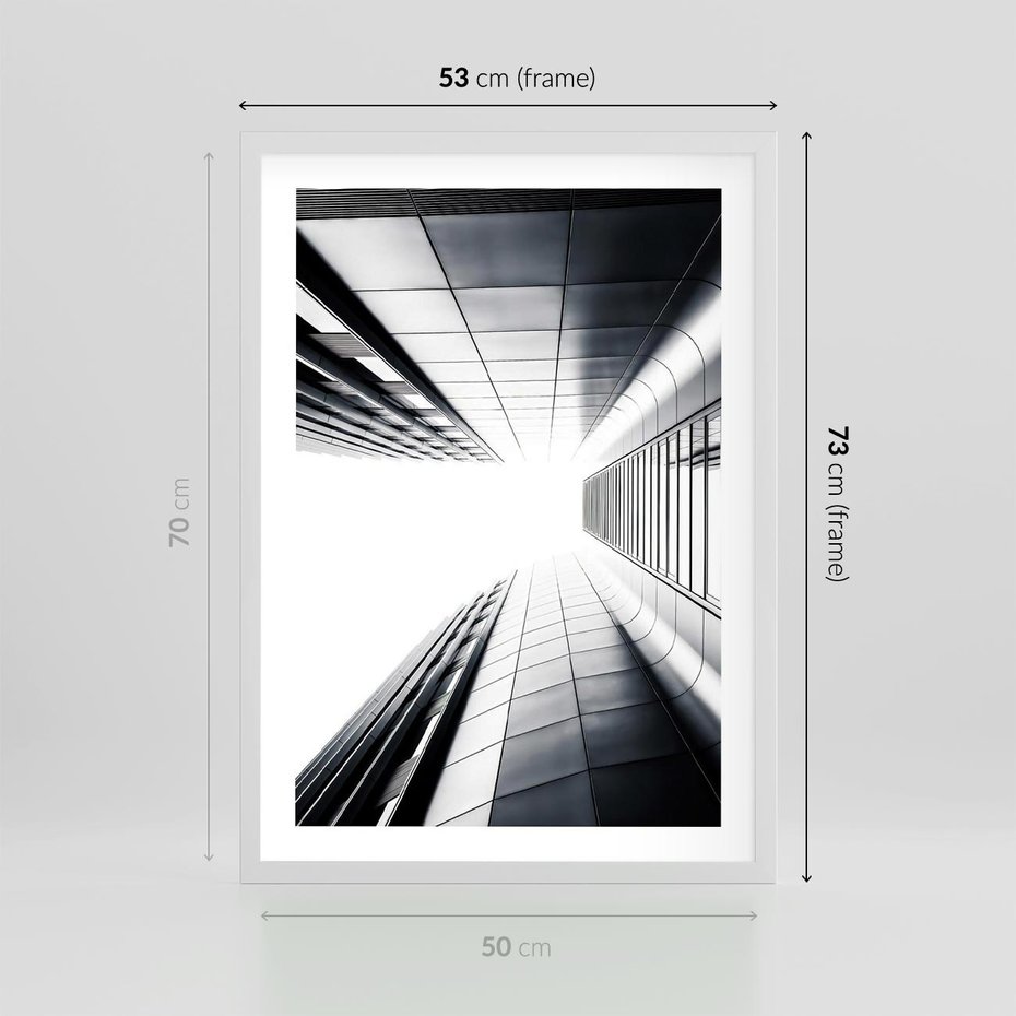 Plakat w ramie 50x70 - Architektura o Prostych Formach - architektura, proste formy - rama biała