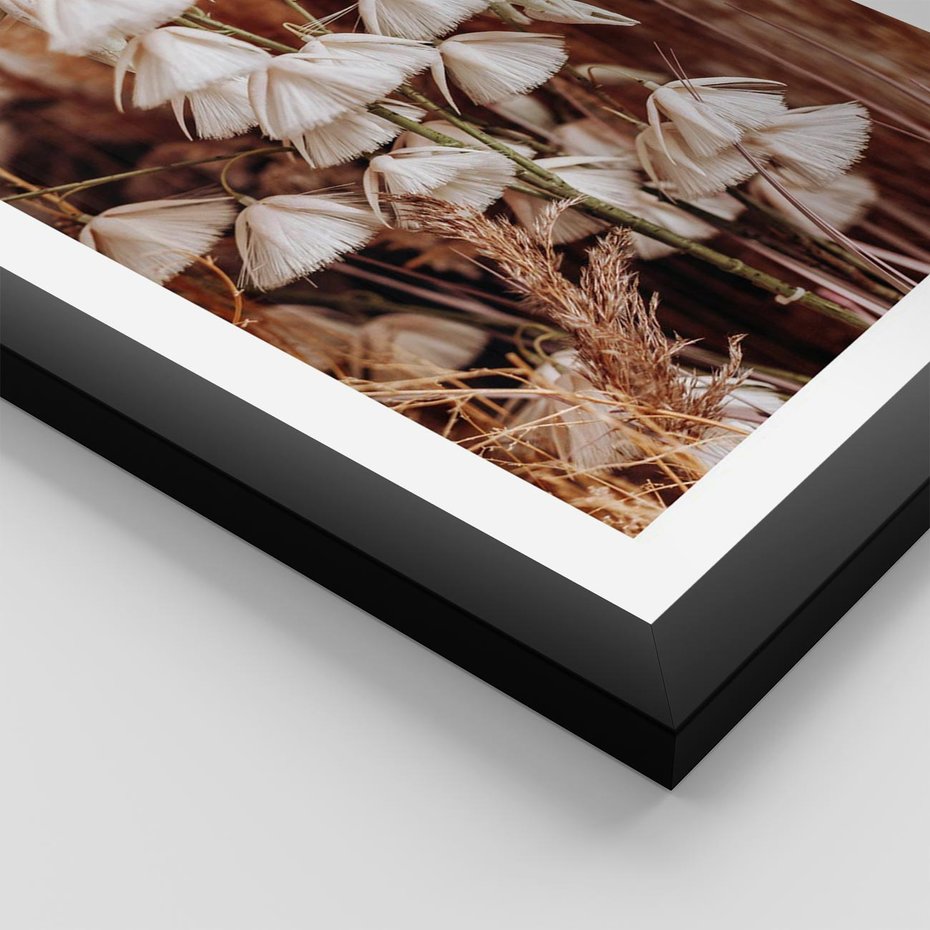 Plakat w ramie 50x70 - Boho Styl z Suchymi Trawami - suche trawy, bogo styl - rama czarna
