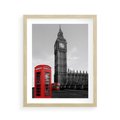 Plakat w ramie 40x50 - Budka telefoniczna przed Big Benem - budka, Londyn - rama drewno
