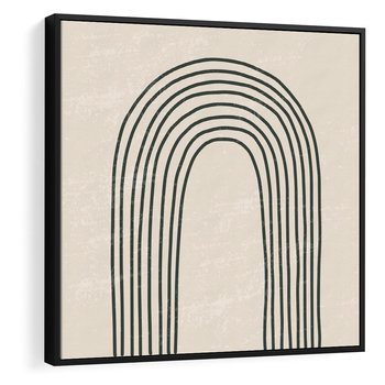 Obraz w ramie 50x50 - Intrygujące Zagięcia - boho plakat, czarna tęcza - rama czarna