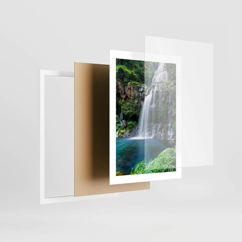 Plakat w ramie 30x40 - Tropikalny Wodospad - wodospad, tropikalny - rama biała