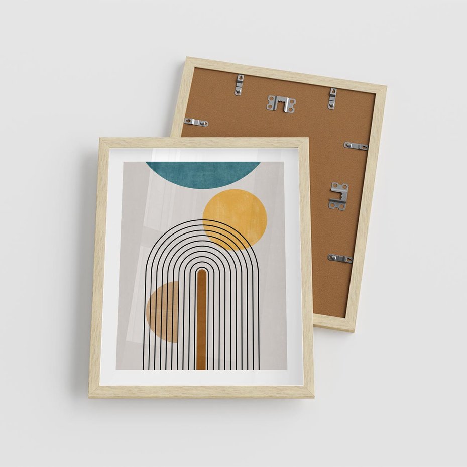 Plakat w ramie 40x50 - Wewnętrzne Labirynty Form - styl mid century, nowoczesna sztuka - rama drewno