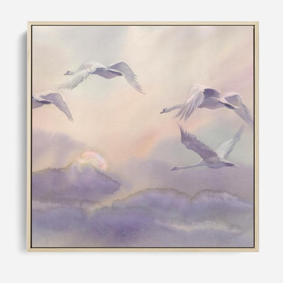 Obraz w ramie 50x50 - Ruchoma cisza widzenia - akwarela, subtelene - rama drewno