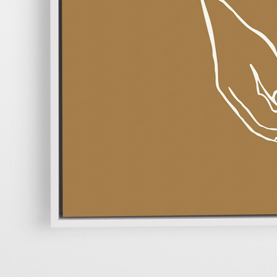 Obraz w ramie 70x100 - Splecione Dłonie - szkic, minimalizm - rama biała