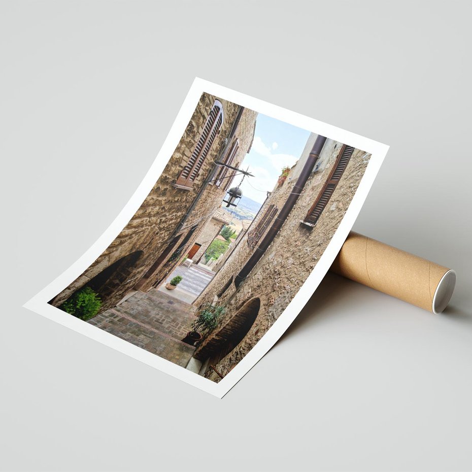 Plakat bez ramy 21x30 - Perspektywa malowniczej uliczki - uliczka, perspektywa