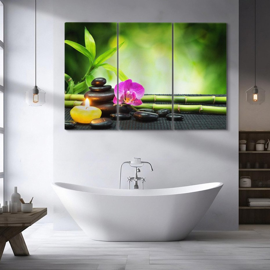 Obraz na płótnie 120x80 - Ukojenie kamieni w SPA - kamienie, SPA