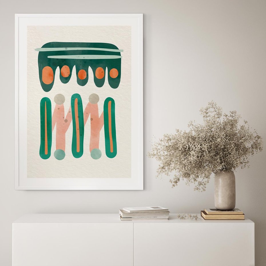 Plakat bez ramy 50x70 - Zaklęte Wzory Natury - przypadkowe abstrakcyjne wzory, pomarańczowy i zielony