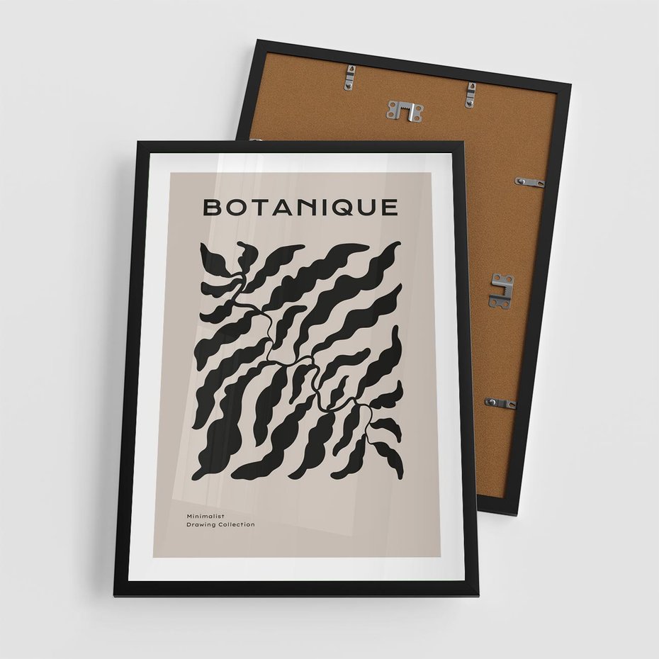 Plakat w ramie 50x70 - Księga Odbić - abstrakcyjne liśćie, roślinne motywy - rama czarna