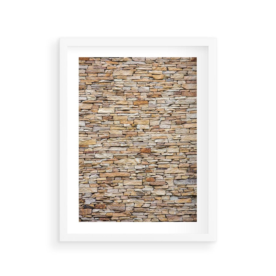 Plakat w ramie 30x40 - Mur z cegieł - surowa elegancja - mur, cegły - rama biała