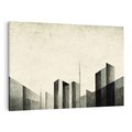 Obraz na płótnie 120x80 - Mroczne Wieżowce - postarzana grafika, perspektywa budynków wieżowców