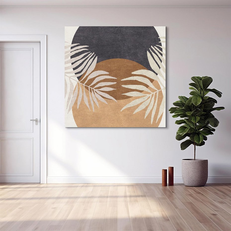 Obraz na płótnie 60x60 - Kompozycje ukrytych myśli - symetria, dwa koła po środku