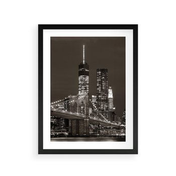 Plakat w ramie 30x40 - Magia miasta nocą - miasto, noc - rama czarna