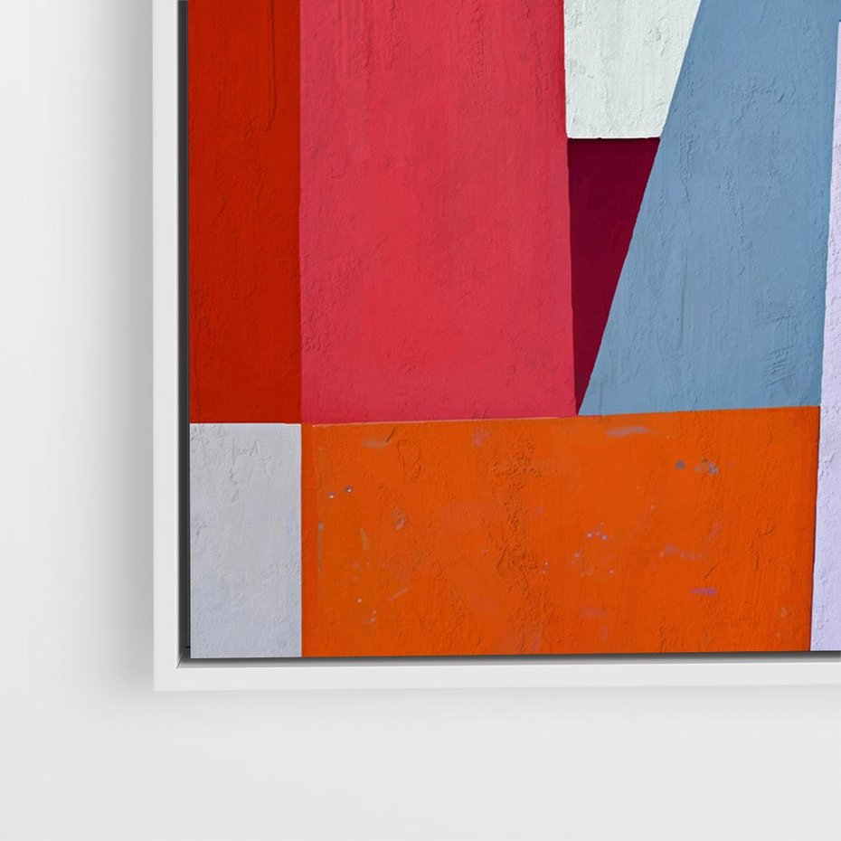 Obraz w ramie 50x50 - Migotliwe Nastroje Kształtów - różne geometryczne formy, olejny obraz - rama biała