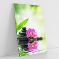 Obraz na płótnie 50x70 - Relaksujący świat SPA z kwiatami i bambusem - spa, kwiaty